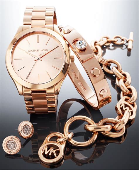 золотые часы michael kors|Michael Kors rose gold set.